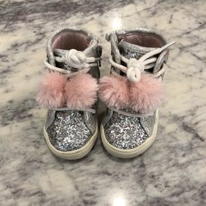 Silver glitter hi-tops for toddler girls